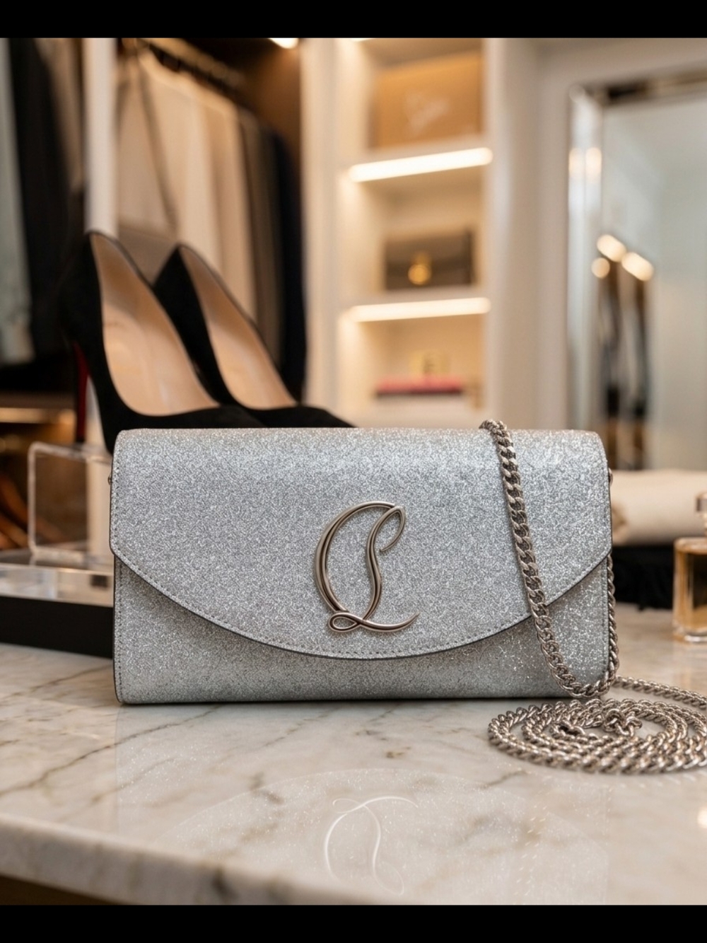 🌟Christian Louboutin Silver Crossbody